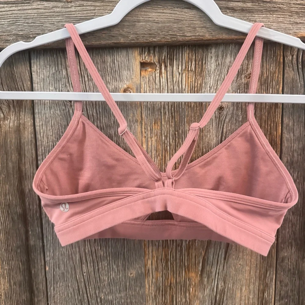 Lululemon Deeper Breath Bra Spanish Rose Size 4 Pink Low Impact Yoga EUC